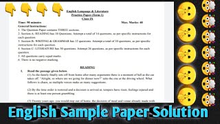 Class 9, Subject English, Sample Paper Solution, CBSE class 9th, 2021-2022, Sample Paper Solution