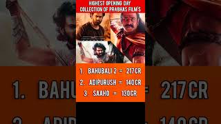 Prabhas top Opening day collection #prabhas #shorts