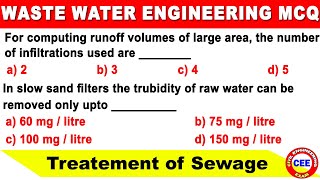 Waste water Engineering mcq | treatment of sewage water mcq | characteristic of sewage water mcq