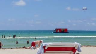 Floating billboard off the coast of Miami Beach