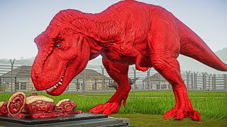 Spiderman Indominus Vs. Red T-REX Jurassic World Evolution Skin Mods Dinosaurs Fighting