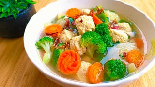 SUP BAKSO AYAM TANPA TEPUNG, ENAK SEHAT SIMPEL