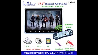 10104 Portable Monitor 10 Inch Games DVD USB MP5 Player TV Sandaran Kepala Mobil