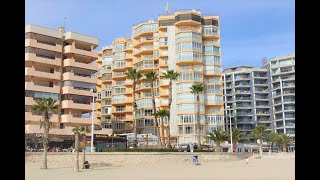 First line 2 bedroom apartment for sale in Calpe, Costa blanca. La Fosa beach with  covered parking.