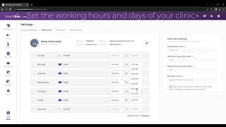 Set working hours - Alma SmartClinic v2