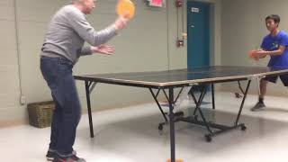 OLD RUSSIAN TEACHER SCHOOLS STUDENT IN PING PONG