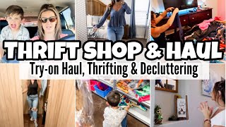 COME THRIFTING WITH ME! HUGE THRIFT STORE HAUL + TRY ON HAUL | DECLUTTERING MY DAUGHTERS CLOTHES