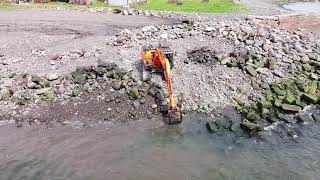 Digger At Buckhaven Boat Sheds Filmed By Drone