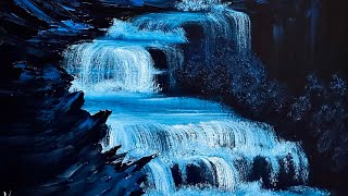 Step by Step Cave Waterfall Tutorial by #PaintWithJosh