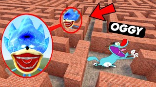 Can SUPER BLUE SONIC Tapes find Oggy in a MAZE?!  (Garry's Mod Sandbox)