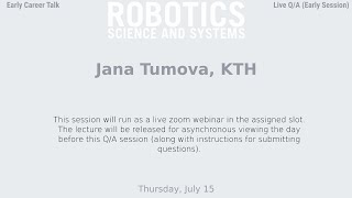 RSS'21, Early Career Q/A (First): Jana Tumova, KTH