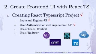 Creating Frontend UI with React using TypeScript and User Authentication with ASP.NET Web API (SQL)