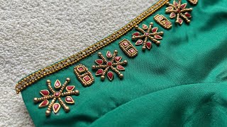 Simple aari work using normal needle on stitched blouse!2023 #simpleaari