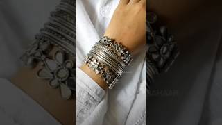 Sterling silver bangle set | silver kada and bangles set collection #sterlingsilver #bangles #short