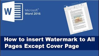 How to exclude Watermark from First Page in Word 2016 Document