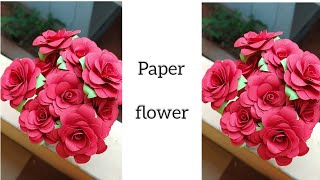 How to make Realistic, easy paper red Roses/paper flower/Easy paper flower making at home 🌹🌹🌹