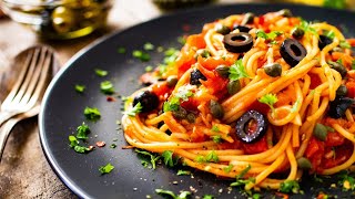 Spaghetti alla puttanesca | Ricetta originale Facile e Veloce