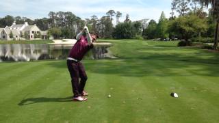 Tee shot on stunning Par 3 13th at Lake Nona Golf Club