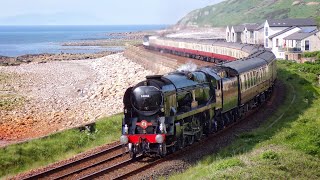 34056 'Braunton' passing Parton, was a tad warm on the coast