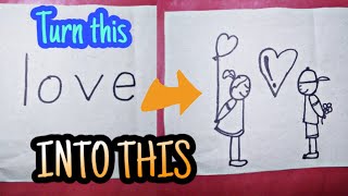 HOW TO TURN WORDS INTO DRAWING | How to Turn Words into Cartoons Easy | THE LETTER DUDE