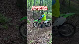 My son is a good hype man!😂 #dirtbikefail #rookie #oneobjective #whydidibuythis