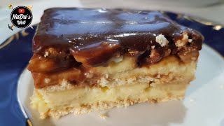 Butterkeks Kuchen mit Bananen ohne Backen / Blechkuchen /NaDas Welt Rezepte