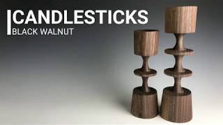 Turning a pair of black walnut candlesticks - Osolnik inspired design