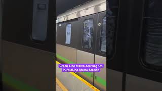 Green line metro arriving on purple line metro station #trending #viral #shortvideo