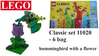 LEGO Classic set 11020 - 6 bag - hummingbird with a flower -How to build with lego blocks (TUTORIAL)