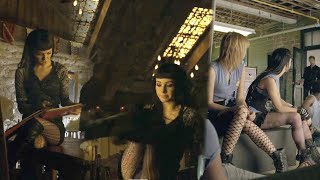 Ksenia Solo in black patterned pantyhose other girls in fishnets.  Lost Girl - s03e10