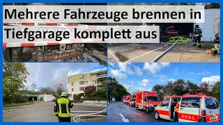 [Mehrere Fahrzeuge brennen in Tiefgarage komplett aus]