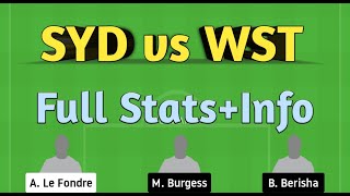 SYD vs WST Dream11 | SYD vs WST | SYD vs WST Dream11 team |