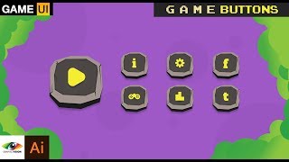 Adobe Illustrator | Creating Game Buttons UI Design (Mobile Game Menu)