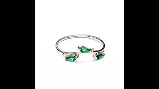 Emerald Leaf Ring, Green Gemstone Ring, Emerald Stacking Ring, Marquise Cut Emerald Ring