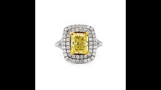 Radiant Cut Fancy Light Yellow Diamond Engagement Ring