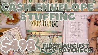 $498 Cash Envelope Stuffing | First Etsy Paycheck For August | 24 Year Old Budgets