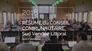 Sud Vendée Littoral : résumé du conseil communautaire du 27 septembre 2018