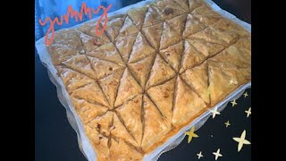 Easy Homemade Almond Baklava/ حلويات شرقية بقلاوة لذيذة بزآف وسهلة التحضير