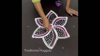 Karthigai deepa flower kolam .Traditional muggulu.small Karthigai flower kolam .pandaga muggulu