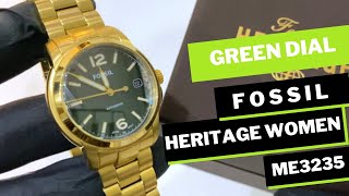 Fossil Heritage Women Automatic Gold-Tone Stainless Green Dial ME3235