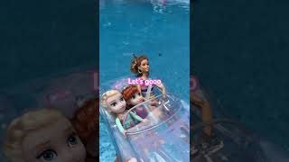 Barbie, Elsa &Anna toddlers New WATER CAR #elsa #barbie #disneyprincess #toy #elsaandanna #pool