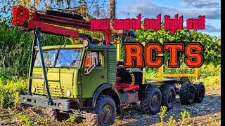 first test with RCTS sound and light unit module on my rc Kamaz log truck 1/10