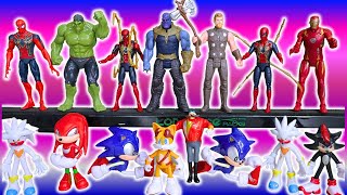 SONIC vs VINGADORES - 15 BONECOS MARVEL vs SEGA - SHADOW, HULK, TAILS, HOMEM DE FERRO, SONIC, THANOS