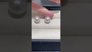 9.9mm Australia white pearl earrings in 18k gold