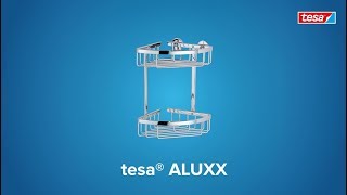 How to use the round, chromed tesa® Aluxx bathroom corner shelf