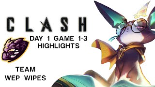 "GOLD PLAYERS MY A$$" - Clash Day 1 Highlights - Team WEP WIPES - League of Legends Clash