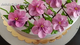 Floral cake decoration/ Floral cake decorating ideas/ Simple cake design/Anniversary cake decoration