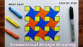 Geometrical Rangoli Design Drawing |Geometrical Design Drawing in Square |Geometric Design In Square