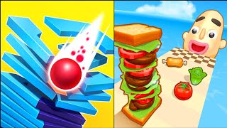 Stack ball Crash Platform VS Sandwich Runners 3D - Satisfying ASMR Mobile Gameplay All Level Max