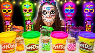 ASMR *DAY OF THE DEAD* SKELETON HEAD, EDIBLE PLAYDOH, RAINBOW CANDY STICKS, POP-UP LOLLIPOPS 먹방